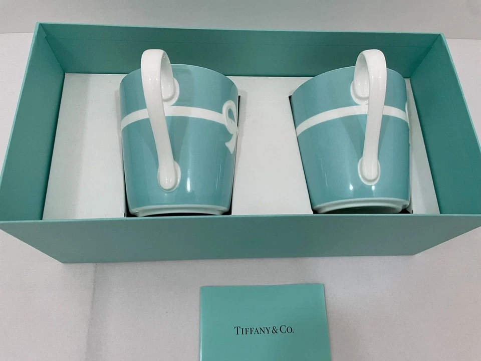 [NUEVO] TIFFANY & CO Cinta de Arco Hueso China Azul Taza Taza 2 piezas Japón Foto 3 de 4