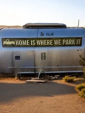 Home Is Where We Park It Metal Sign Embossed Man Cave Home Wall Decor 2"x18"