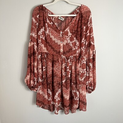 Show Me Your Mumu Peasant Style Semi-Sheer Dress-Balloon Sleeves-Medium