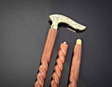 Antique Brass Designer Handle Style Wooden Walking Stick Cane With Compass Gift