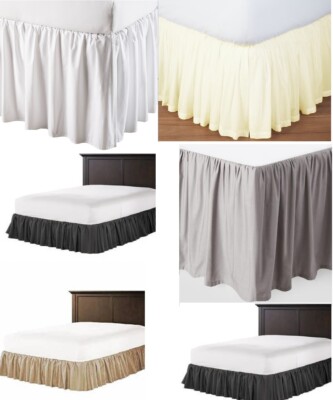 Dust Ruffle Bed Skirt Slit/Split Corner Solid Cotton 625 TC Drop 25'' - 29'' New