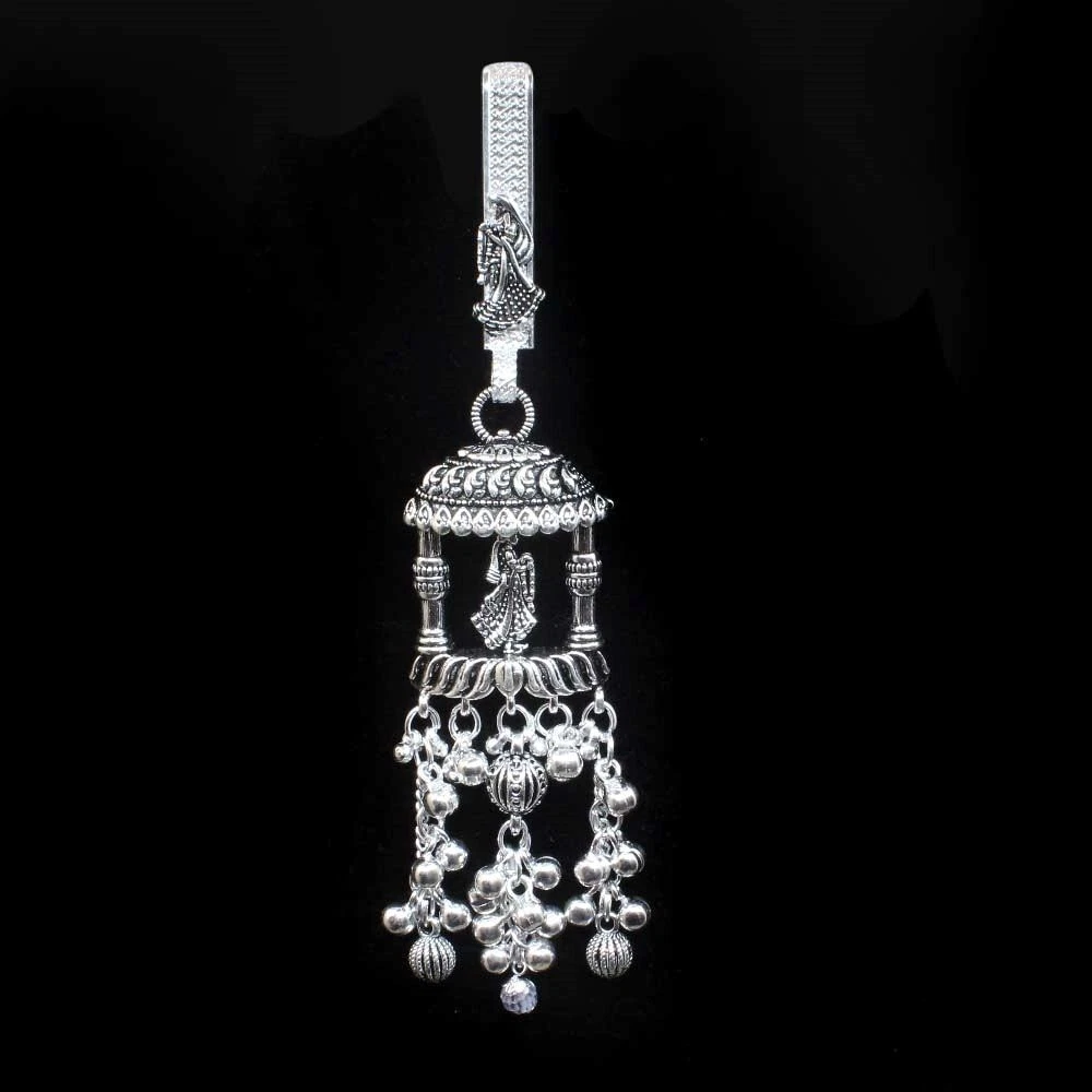 Real Sterling Silver Oxidized Bridal Waist Key Chain Holder Women Juda 5.2 in