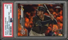 2020 Topps Chrome Sapphire Trent Grisham Rookie Orange Refractor 21/25 PSA 9