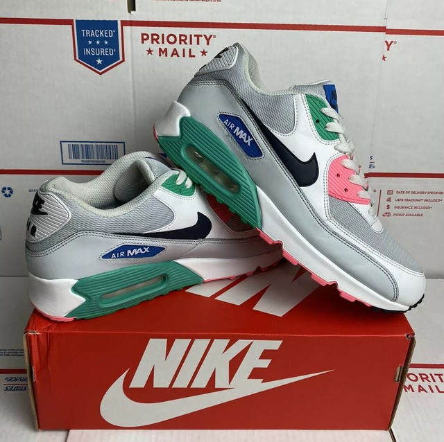 nike air max 90 essential white green pink