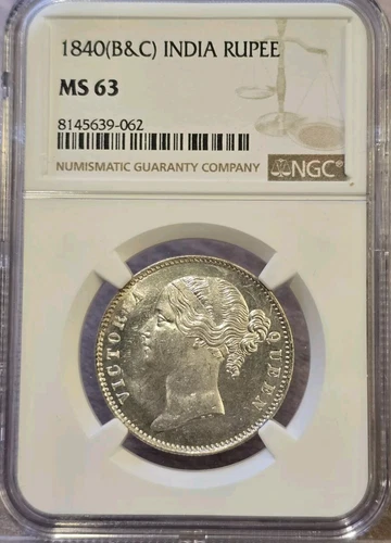 1840 B & C EAST INDIA COMPANY RUPEE NGC MS63