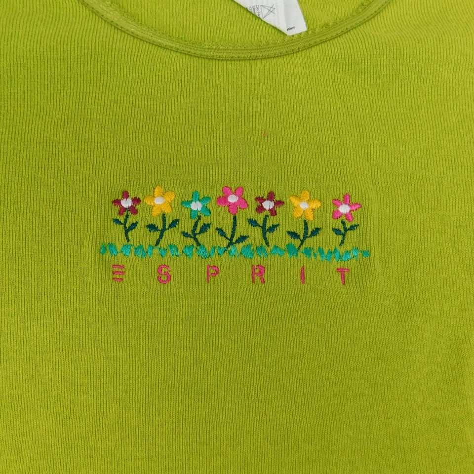 Camiseta vintage ESpirit niñas manga larga bordada con flores - verde, XL #7054 Foto 3 de 4