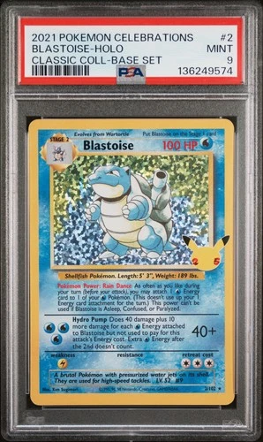 2021 POKEMON CELEBRATIONS CLASSIC COLLECTION #2 BLASTOISE-HOLO PSA 9