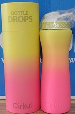 Cirkul 22 OZ Pink Yellow Sunrise Faded Stainless Steel Bottle Drop  LId NEW HTF