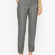 Talbots Glen Plaid Gray Checkered Hampshire Ankle Stretch Pants Women's 8 NWOT