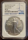 2023 W Burnished Silver Eagle NGC MS70 - Early Releases - Blue Label