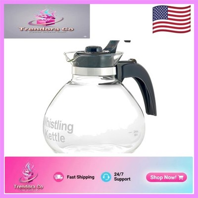 Borosilicate Glass Tea Kettle with Whistling Lid - 12 Cups for Safe Brewing
