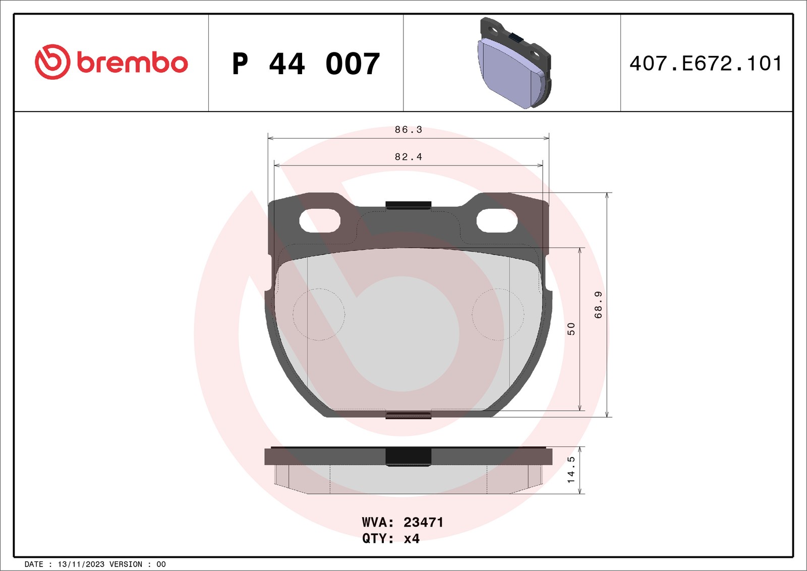 Brake Pads Set Rear P44007 Brembo SFP000160 SFP000280 STC1277 STC1601 23471 New - Image 27