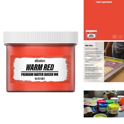 Ecotex Water Based Screen Printing Ink Warm Red - Fabric Ink, Quart ETEX-WRWBI-G