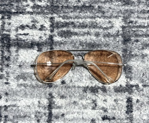 Gafas de sol Ray-Ban Aviator metal plata naranja lentes 62-14-140 hechas en Italia - Imagen 3 de 9