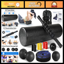 7-in-1 Deep Tissue Foam Roller Set - High Density Muscle Massager, Resistance Ba