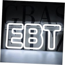 LED EBT Neon Sign for Wall Decor, Dimmable EBT Neon Lights for White