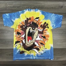 Vintage Looney Tunes Taz Shirt Mens XL Tie Dye Breakthrough AOP FREEZE 90s USA