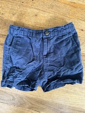 Janie And Jack Boys Blue Linen Chino Shorts, Adjustable Waist, Size 3