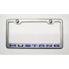 Plate Frame w/Blue Carbon Fiber 'Mustang' Inlay&Brushed Face for 2010-13 Mustang