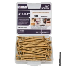 Lag Screws 4 Inch 50PCS Heavy Duty Construction Screw Structural Wood Screw #