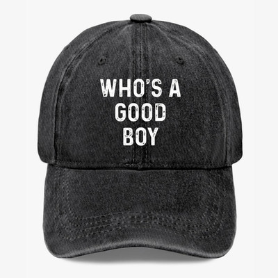 Who s A Good Boy Funny Dog Lover Joke Vintage Washed Dad Hat Cute Baseball Cap