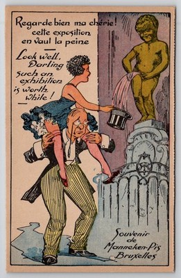 Humorous Manneken-Pis Brussels Postcard Exhibition is Worth While