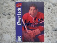 Montreal Canadiens HOF Elmer Lach Signed Autographed Molson Export Card Mint