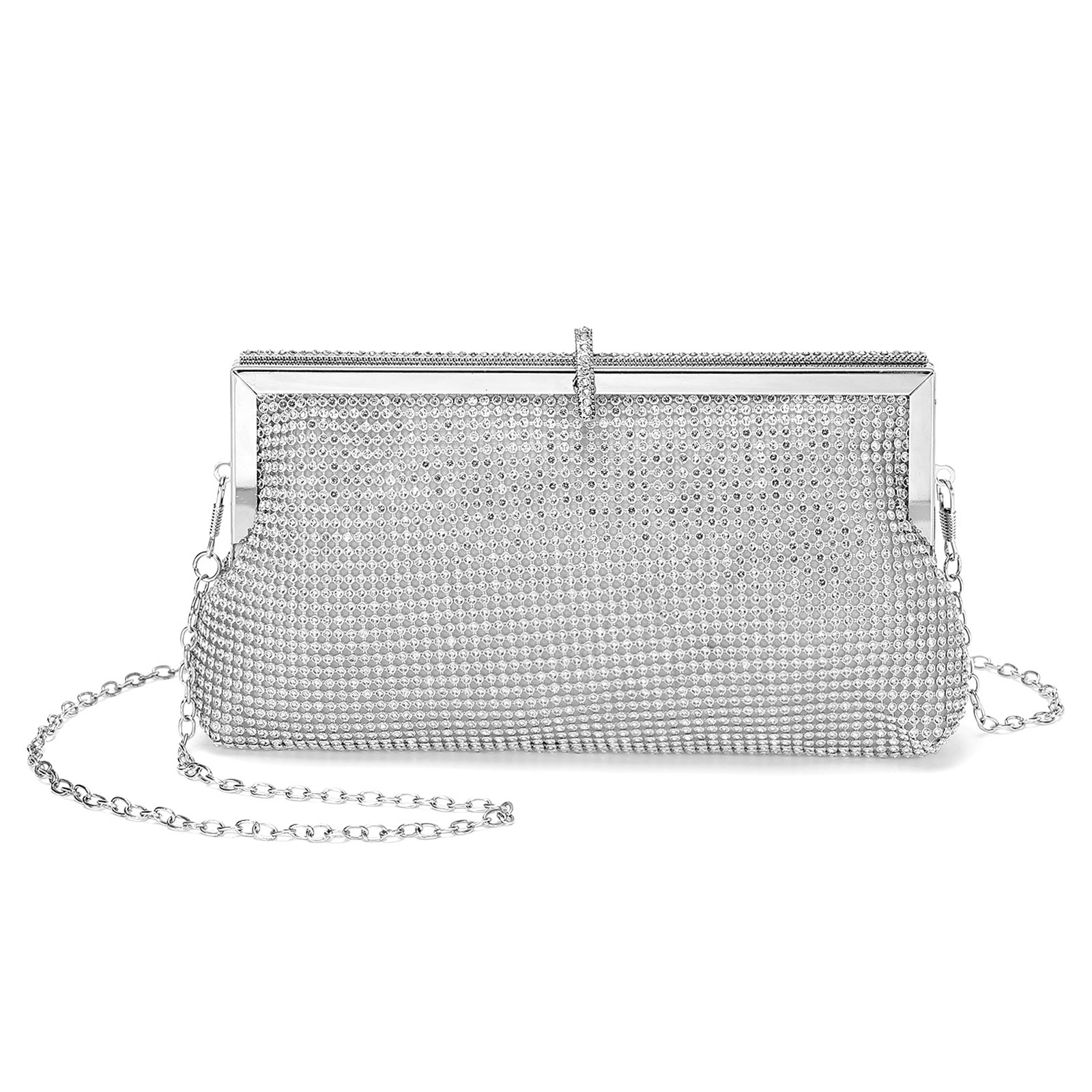 Evening Bags Clutch Purses for Women Formal, Purse Handbag Crossbody Bag Silver