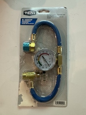 Super Tech R-1234YF Refrigerant Charging Hose w/ Gauge Open Box AC Recharge Tool