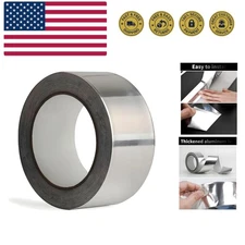 Aluminum Foil Tape 2" x 100' Silver, 4mil Thick, Heavy Duty, High Temp, HVAC ...