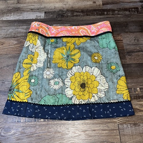 Gonna Zand Amsterdam reversibile stampa vibrante floreale paisley cerniera ottima - Foto 5 di 13