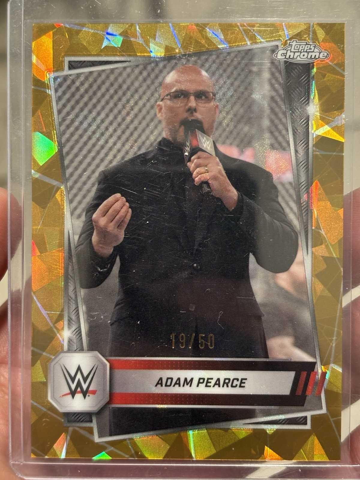 Adam Pearce 19/50 Gold Refractor 2025 Topps Chrome Card #140