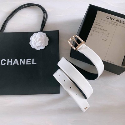 Chanel belt,Women  White ,leather  Gold Plated Size 85