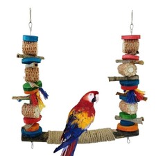 Bird Swing for Cage Parrot Perch Natural Wood Stand Bird Toys Parakeet Chew Toy  