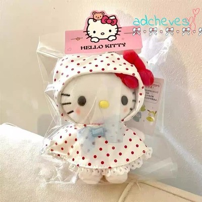 Sanrio Hello Kitty Red Polka Dot Dress Hood Cute Doll Plush Keychain Bag Charm