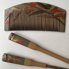 Antique Hairpin Comb Set, Used, 4.5x9.5cm, Vintage