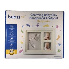 Bubzi Co. Charming Baby Clay Handprint  Footprint Keepsake Picture Frame -- NOB
