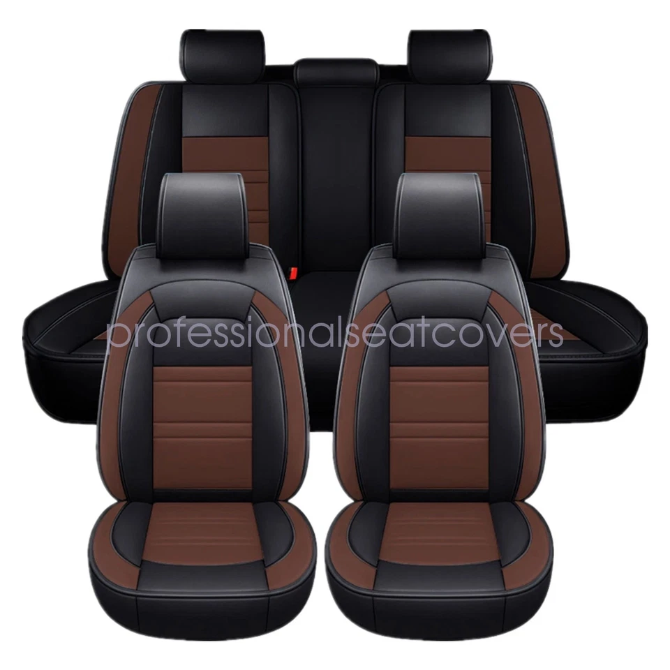 Кожаный чехол для 5-местного автомобильного сиденья Cadillac передний задний полный комплект подушечка коричневый - Изображение 2 из 4