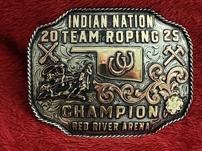 1st Annual AIRA Indian Rodeo Barrel Racing Champion Belt Buckle 1972 Sterling Sterling Sliver Barrel Racing Champion Buckle (Silver  main image 4