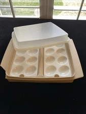 Deviled Egg Tupperware 4 piece Carrier Holder w Lid Container & Trays #723-2 