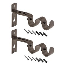 Curtain Rod Bracket Iron Double for 20mm Drapery Rod, 125 x 72 x 21mm Brown 2Pcs