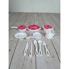 Barbie Kitchen Cookware Set Pots Pans Utensil...