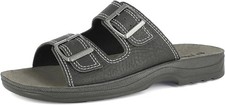 Inblu TG01, men's double band slippers with buckle - dark,