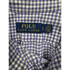 Polo Ralph Lauren Men Purple Gingham Check Button Down Shirt Large L Long Sleeve