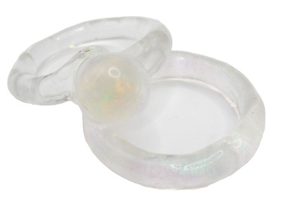 Lot of Two Acrylic Rings w Faux Stone Glitter Effect Clear Size 7