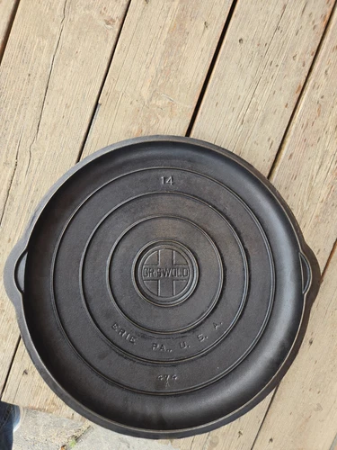 Vintage Original Griswold Block Lettering 14" Cast Iron Lid 474A