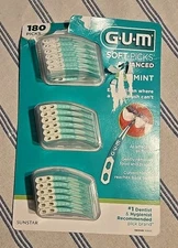 Gum Soft Picks Advanced Mint Dental Care Floss 160 Tooth Picks + Travel Case