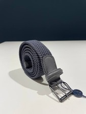 Anderson's Belt Leather-Trimmed Woven Slate Blue UK 90 Brand New with Box