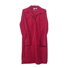GAP Factory Shirt Dress Tunic Sz 16 Red Button Pull-on Long Sleeve
