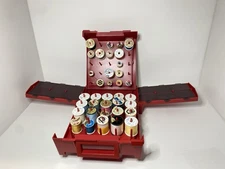 1980s Vintage Thread Caddy Sewing Box Red Handles